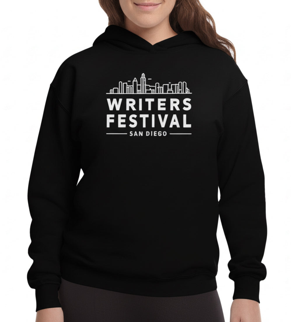 Midnight Writers Hoodie – Black with White Print