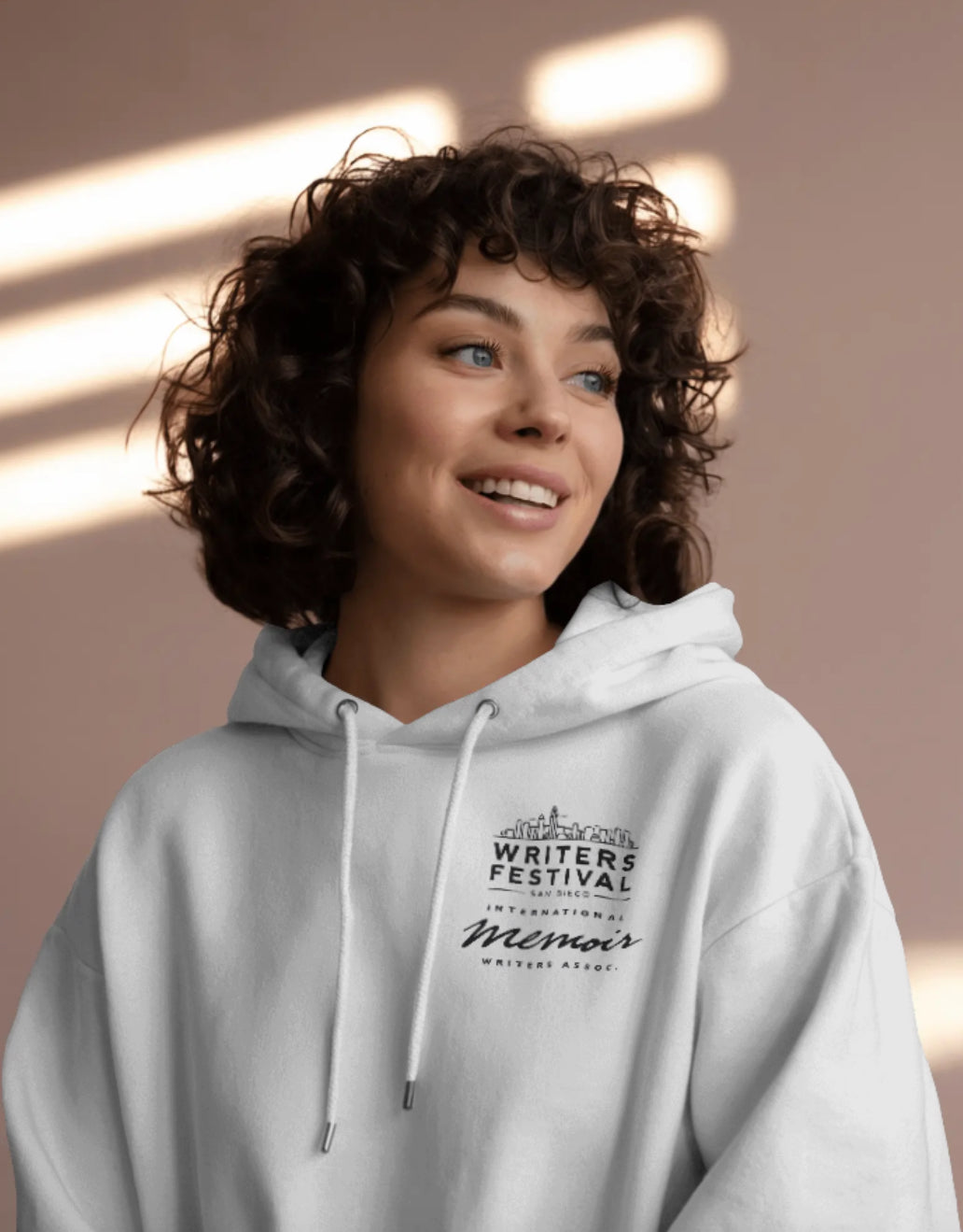 San Diego Writers Festival Official Hoodie – Light Grey & Black Print