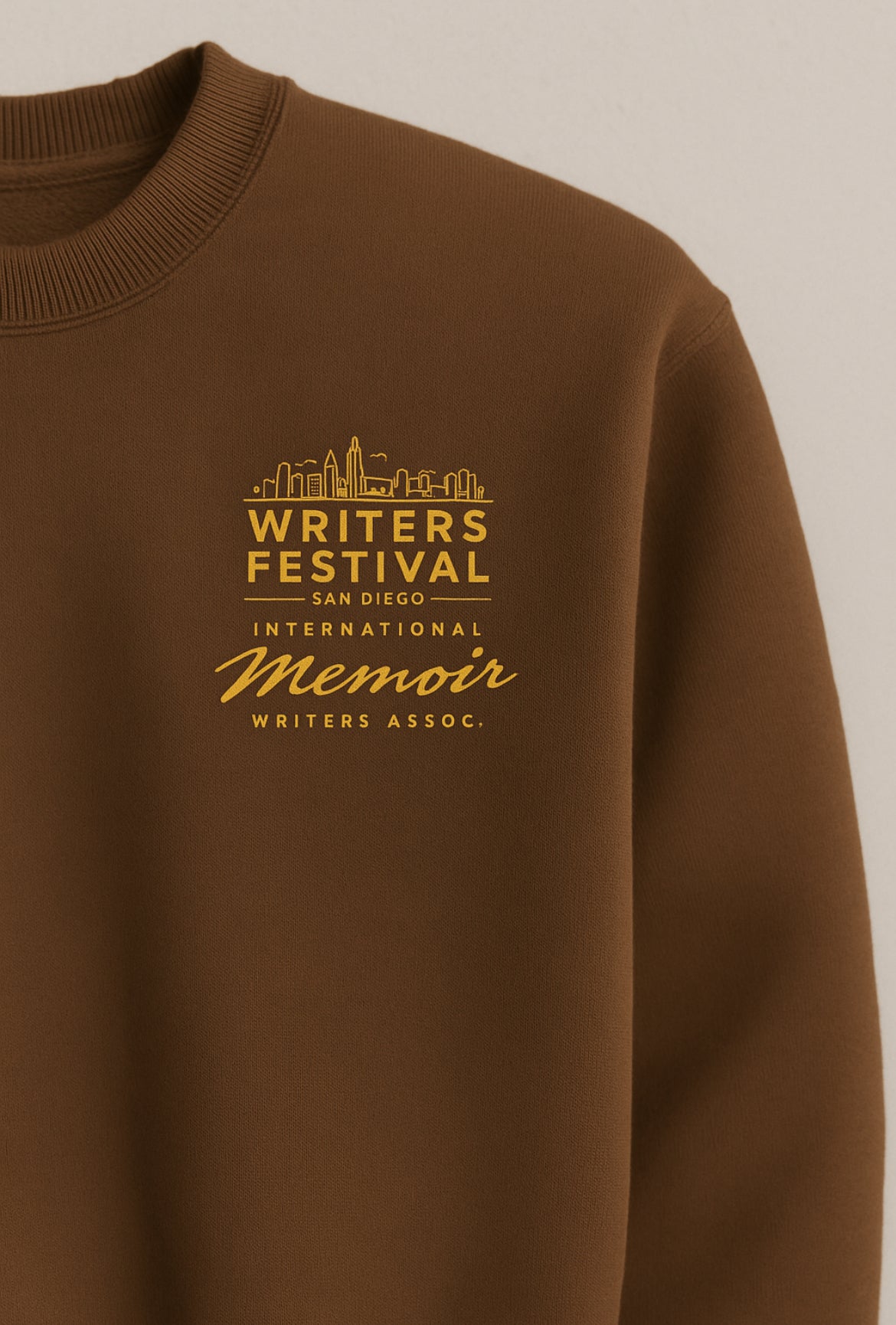 San Diego Writers Festival Official Crewneck : Padre Brown & Yellow